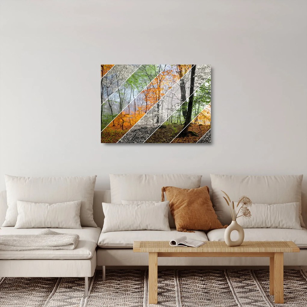 Sklenený obraz - Striedanie ročných období (70x50 cm)