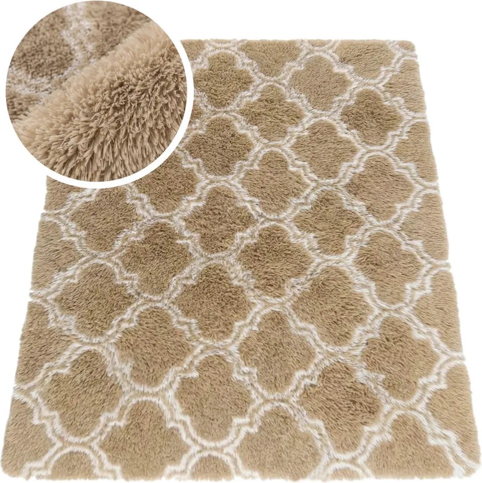 TZ Béžový vzorovaný koberec shaggy Decor Latern Rozmer: 160x220 cm
