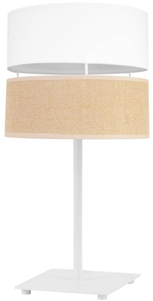 Stolná lampa Juta, 1x jutové/biele textilné tienidlo, n, w