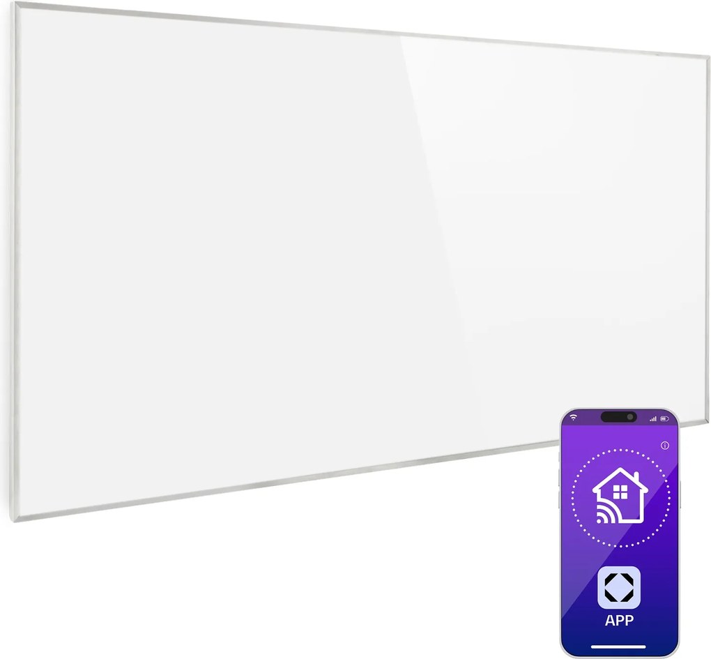 Klarstein Wonderwall 600 Smart, infračervený ohrievač, 60 x 100 cm, 600 W, týždenný časovač, IP24, biely