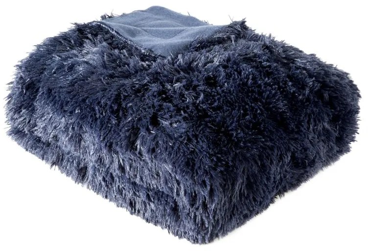 EUROFIRANY Nadýchaná a na dotyk príjemná hrejivá deka z mäkkej kožušiny 200 cm x 220 cm tmavomodrá 100 % polyester Varianta: 329200