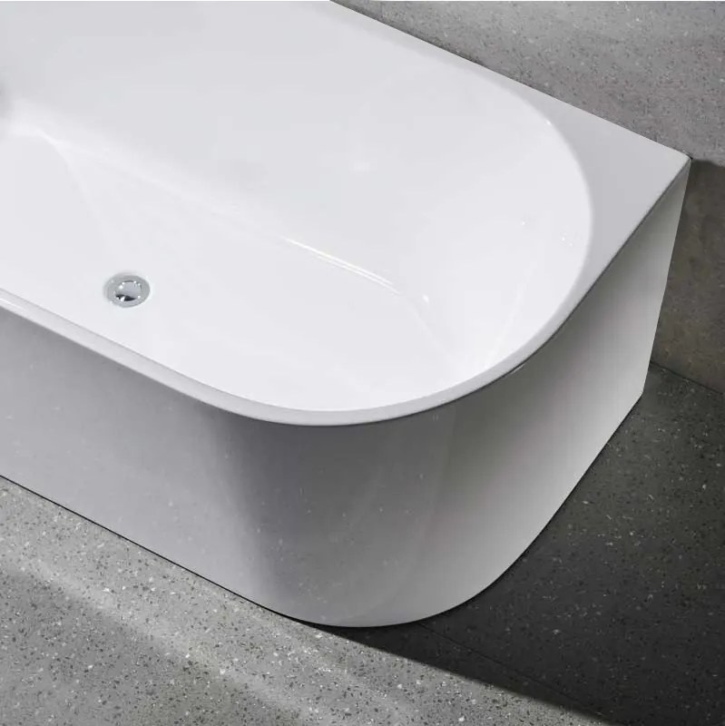 BPS-koupelny Voľne stojaca akrylátová vaňa k stene HYD-LE527B 150x75 biela, odtokový komplet chróm