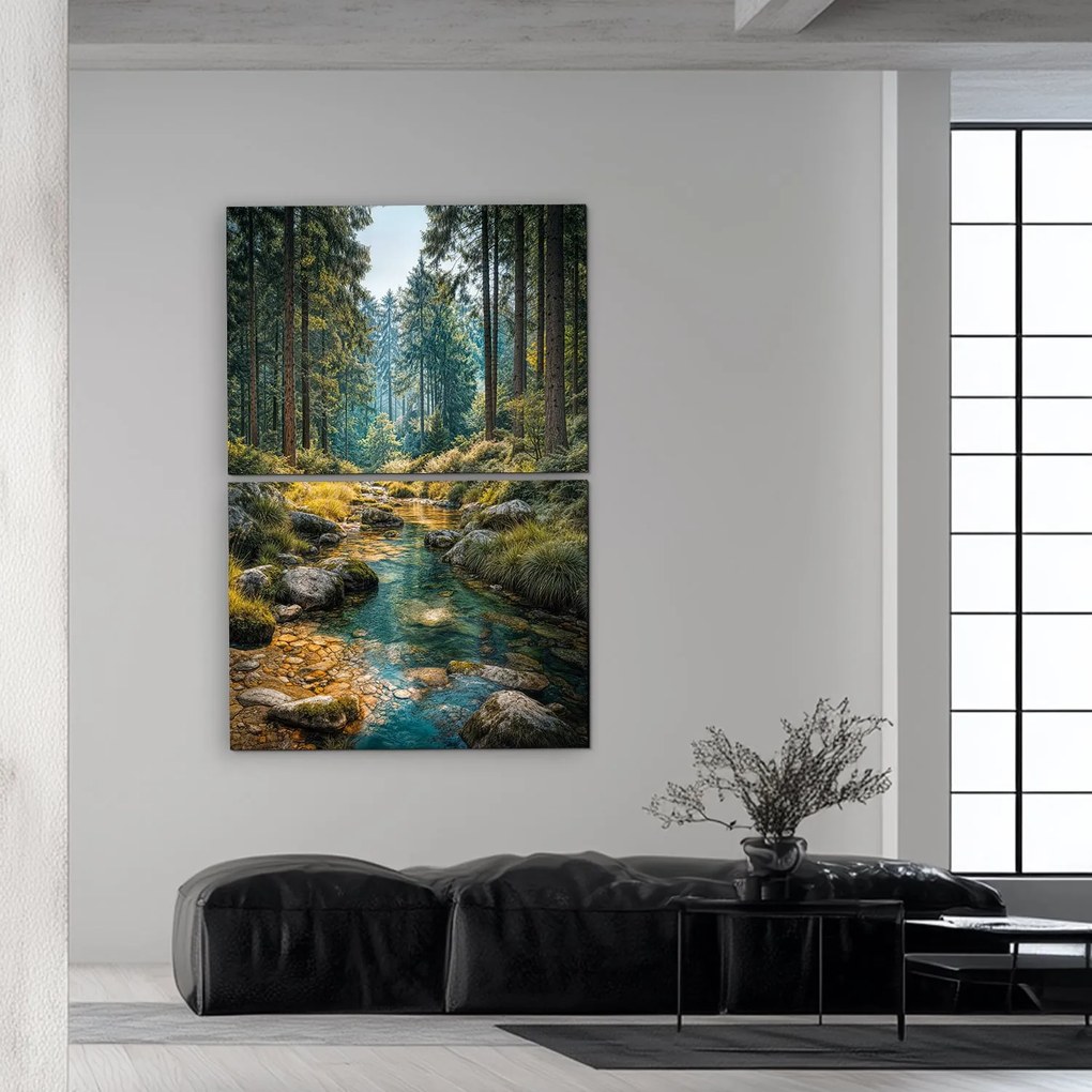 DUBLEZ | Drevený farebný obraz - Lesný potok