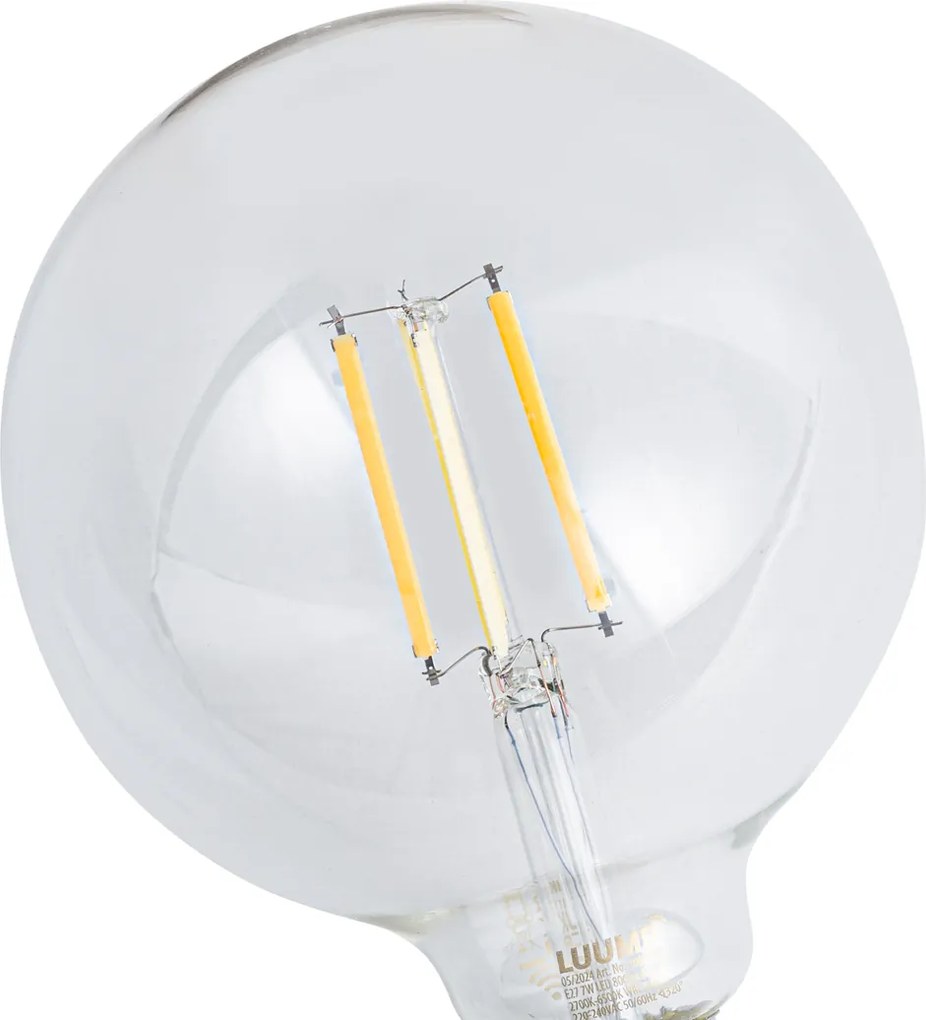 Sada 5 ks Inteligentné stmievateľné LED žiarovky E27 G125 číre 7W 806lm 2700-6500K