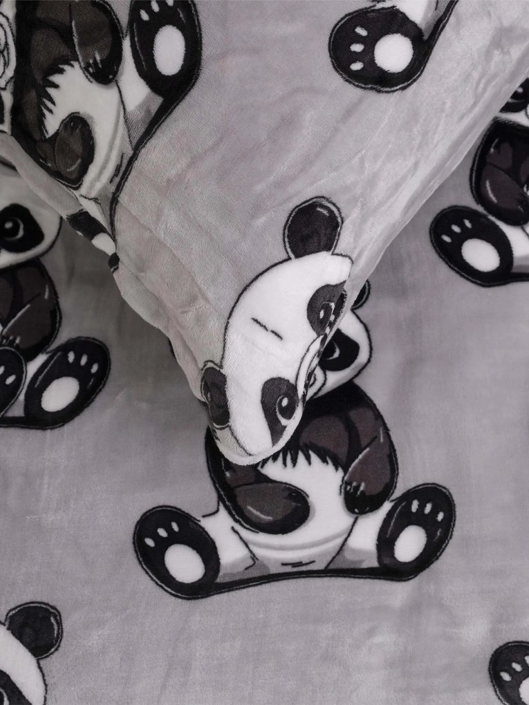 Obliečky mikroplyš do postieľky Exclusive - Panda 100 × 135 cm, 40 x 60 cm