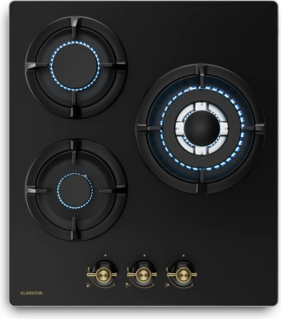 Klarstein Victoria plynová varná doska | 3 hliníkové horáky | kompatibilné so zemným plynom a LPG | 6050 W | 45 cm