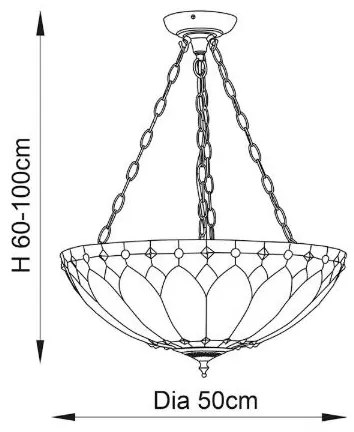Endon 63976 - Luster na reťazi Tiffany BROOKLYN 3xE27/60W/230V priemer 50 cm