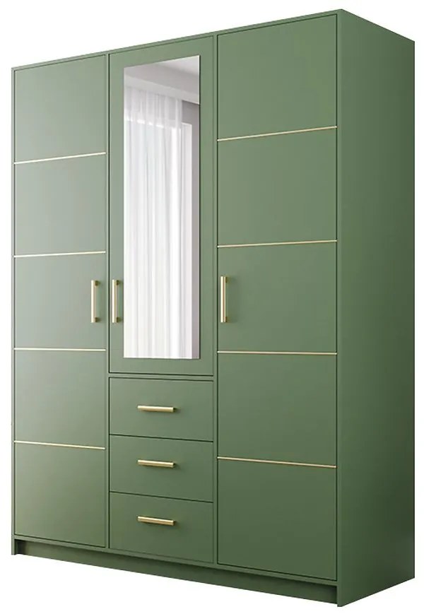 Skriňa  Bali D3 zelená/zrkadlo