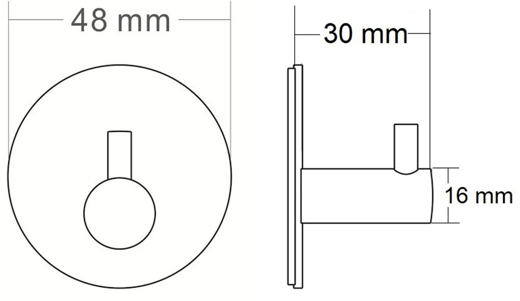 Sapho Sapho, Vešiačik samolepiaci, guľatý, čierna matná, 32204