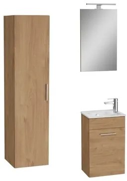 VitrA Mia kúpeľňová zostava s umývadlom vrátane umývadlovej batérie, vtoku a sifónu zlatý dub KSETMIA40D