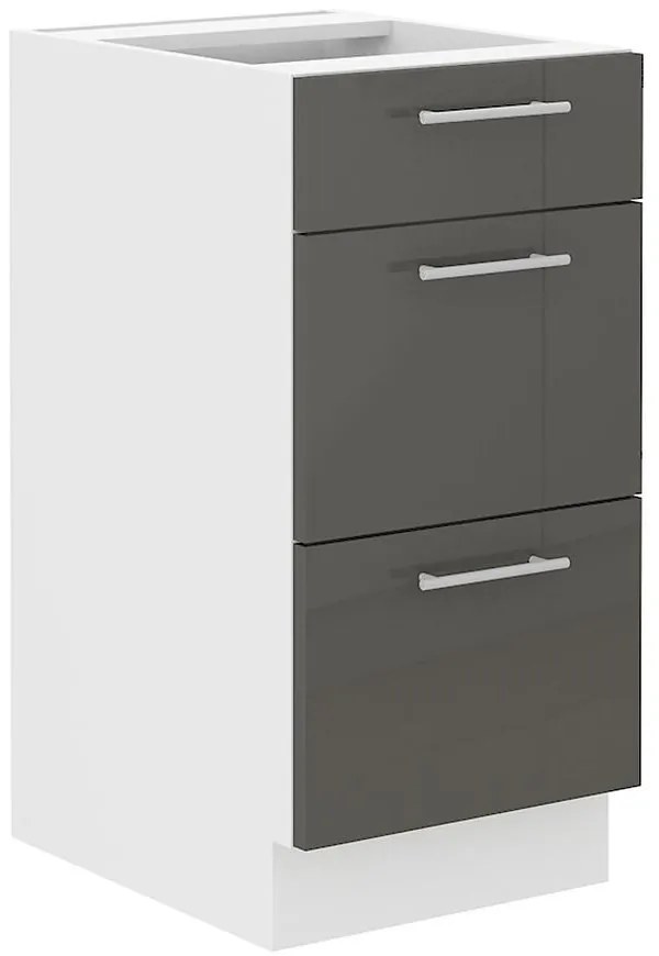 Kuchynská skrinka Lara 40d 3s Bb Mdf Šedá lesk