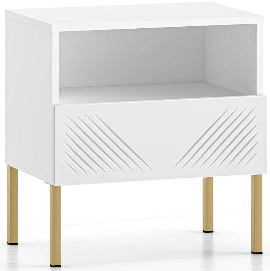 Nočný stolík Clearing 05 biela/zlatá