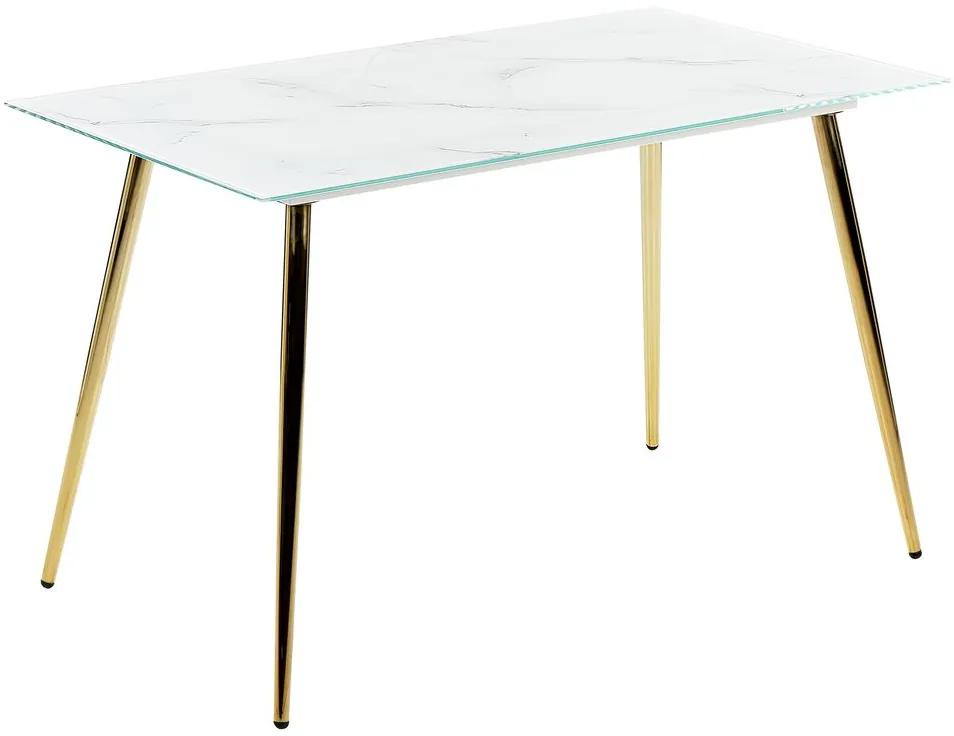 Jedálenský stôl s mramorovým efektom 120 x 70 cm biela/zlatá MULGA Beliani