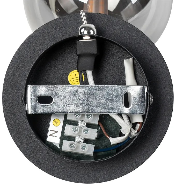 Rustikálne bodové svetlo čierne nastaviteľné s dymovým sklom - Atény