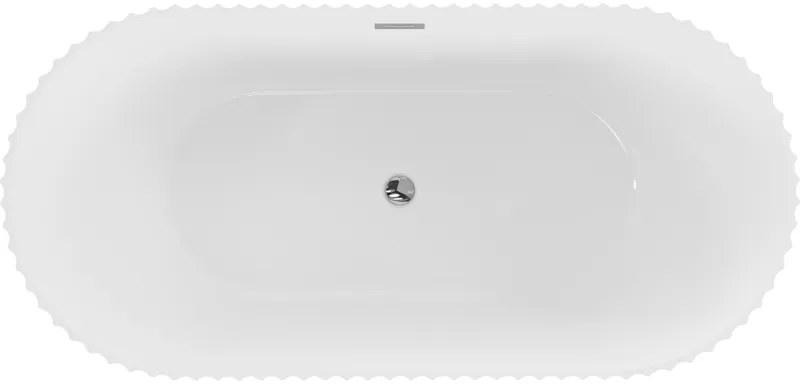 Mexen Paola, voľne stojaca vaňa, drážkovaná, 150 x 75 cm, biela lesklá, chrómový prepad, 52721507500-01
