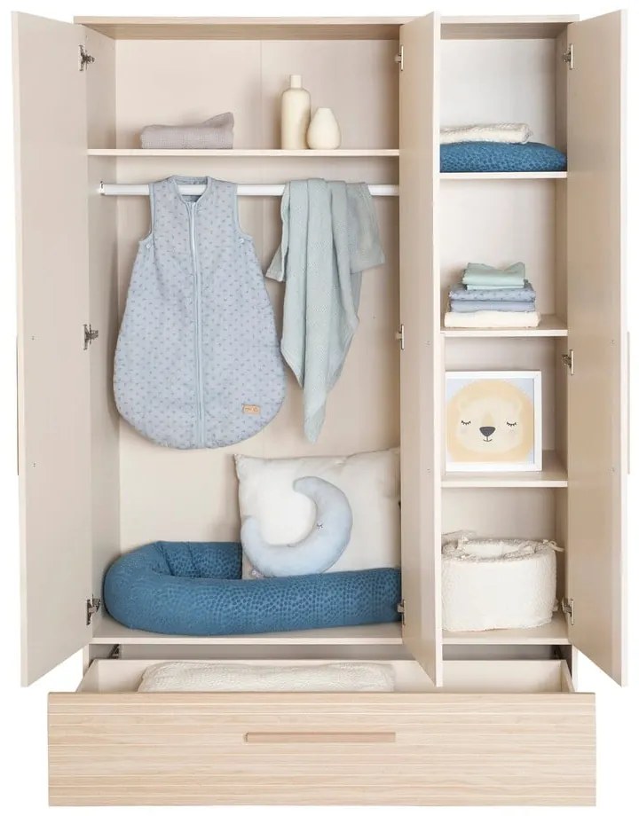 Krémová/v prírodnej farbe detská šatníková skriňa v dekore duba 118x190x52 cm Sidney – Roba