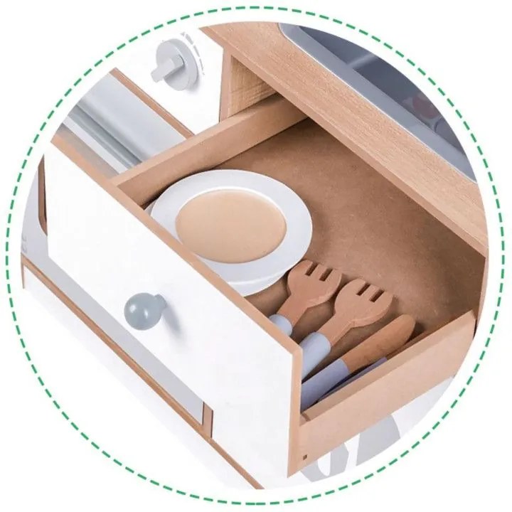 Drevená kuchynka XXL + kuchynské náradie Ecotoys