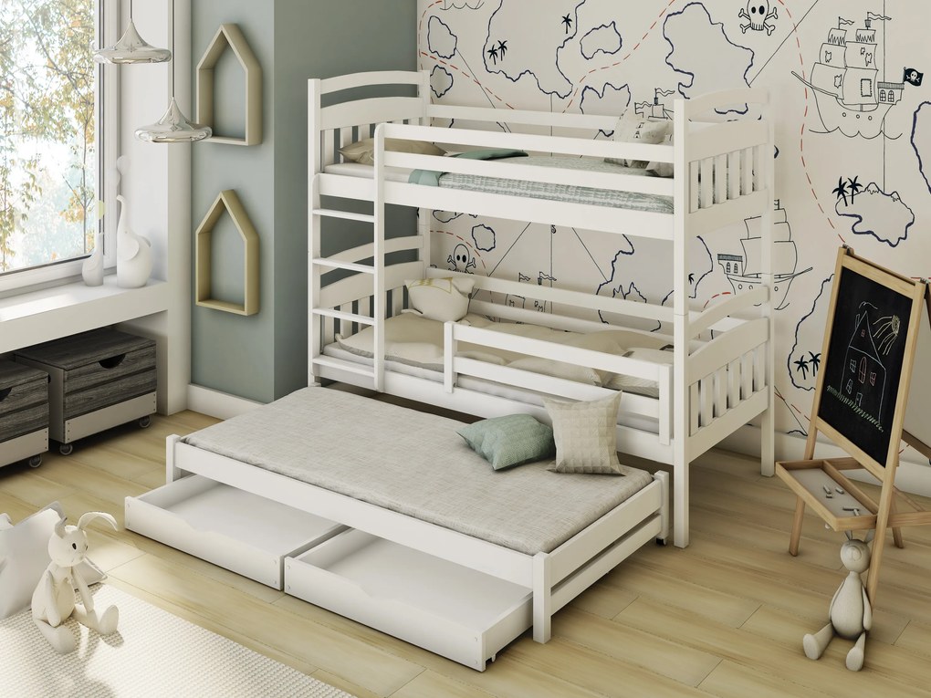 Detská posteľ 90 x 190 cm ANIE (s roštom a úl. priestorom) (biela). Vlastná spoľahlivá doprava až k Vám domov. 1013229