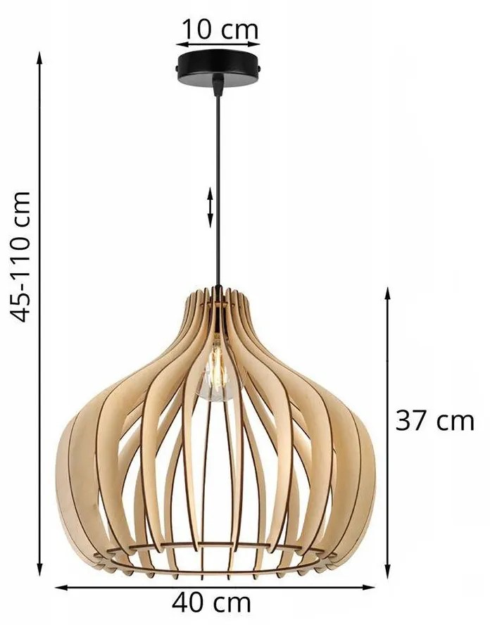 Závesné svietidlo TIMBER 3, 1x drevené tienidlo