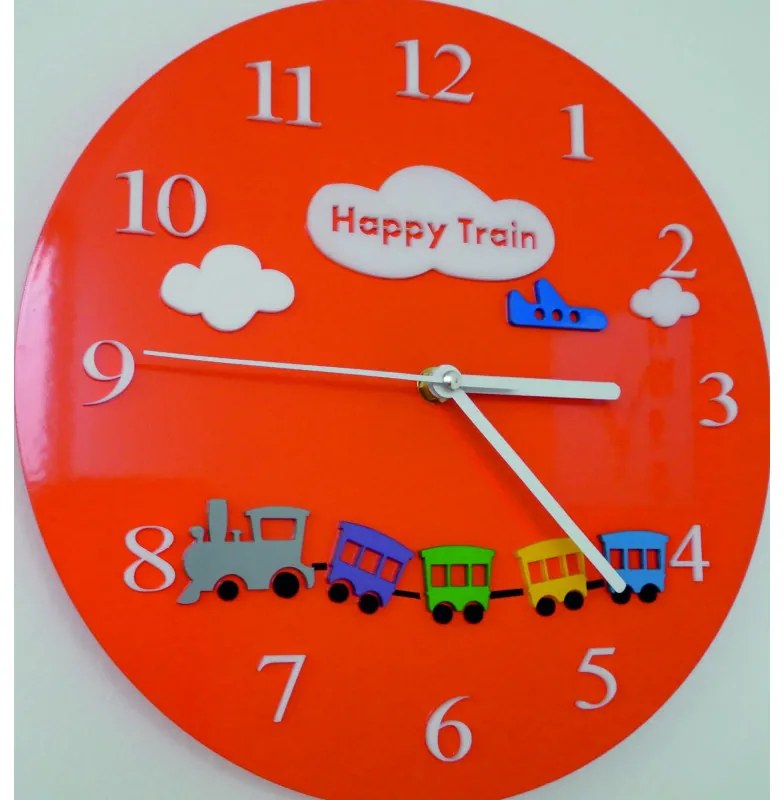 Nástenné hodiny pre deti vlak | SENTOP FL-Z97-ORANGE-2004 X0052