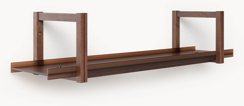 Nástenná polica z dubového dreva so sklenenou doskou Alex