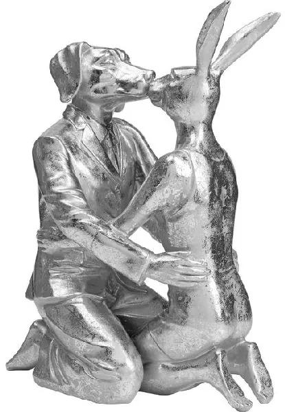 Kissing Rabbit and Dog dekorácia strieborná