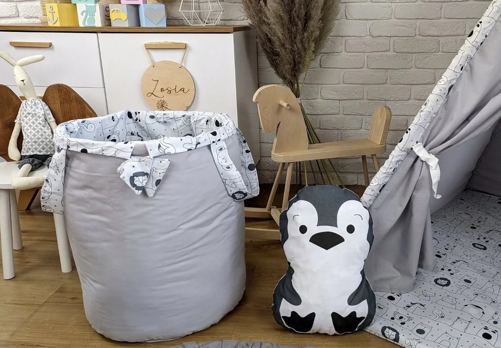 Detský stan TEEPEE (TÝPIE) ANIMALS s doplnkami - MADAGASKAR - šedý