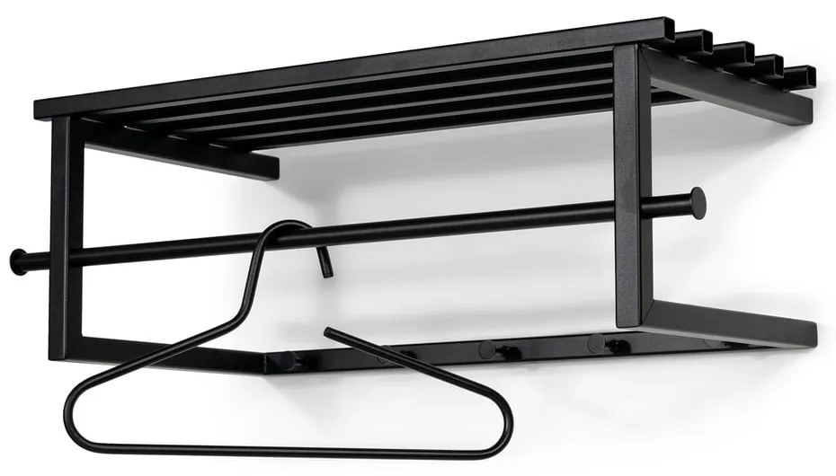 Čierny kovový nástenný vešiak s poličkou 76 cm Marco – Spinder Design