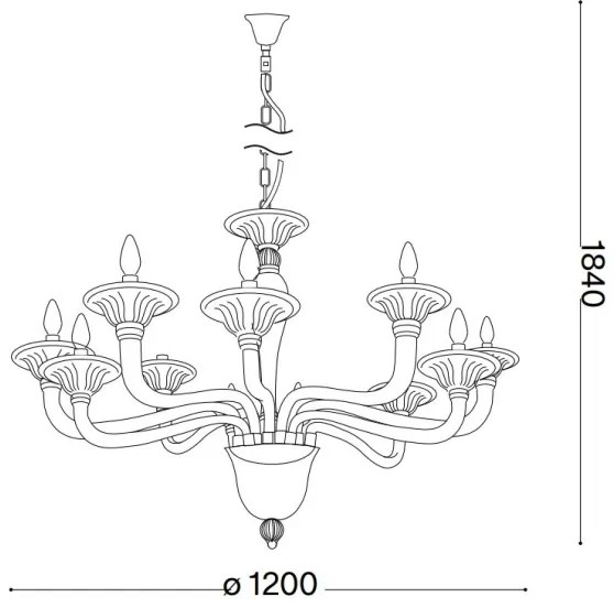 Ideal Lux - Luster na reťazi BRIGITTA 12xE14/40W/230V pr. 120 cm mosadz