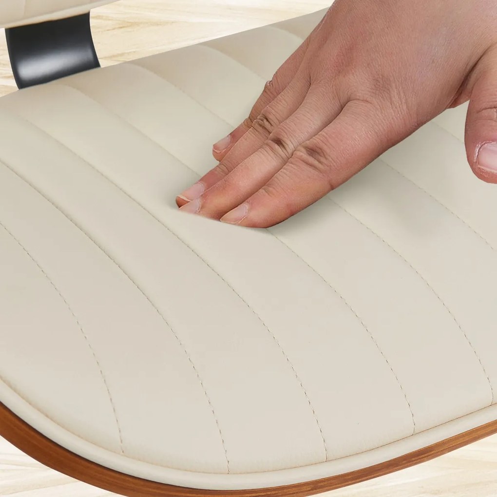 Barová stolička Clawson - koženka, chróm rám - orech/krém