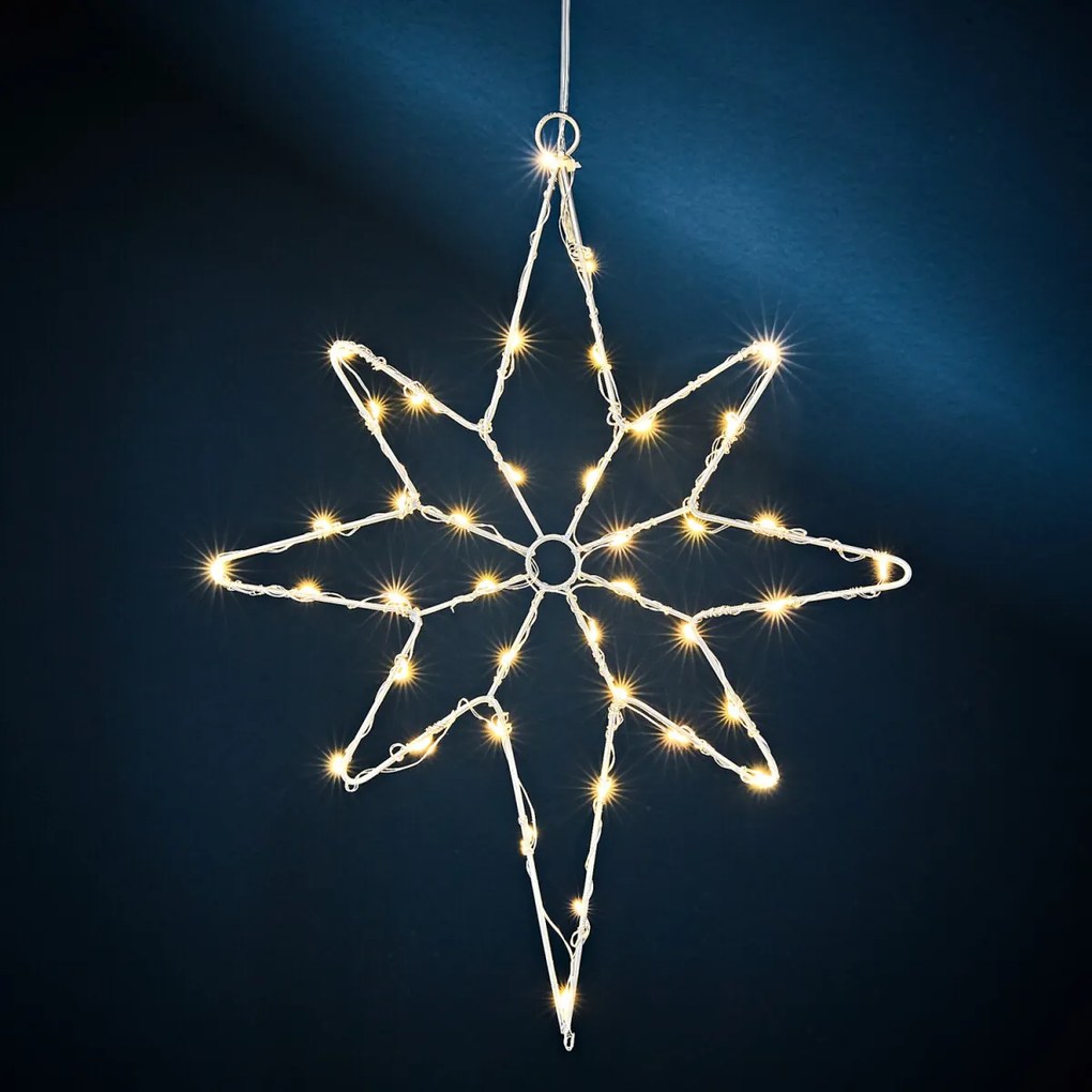 LED hviezda „Polárka“ 26 x 33 cm. Prívodná šnúra 47 cm.