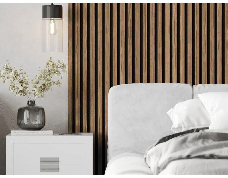 Mexen Lam-F, akustické stenové lamely 275 × 30 cm, plstený podklad 8 mm, technická dyha, orech svetlý, S105-275307-3015-017