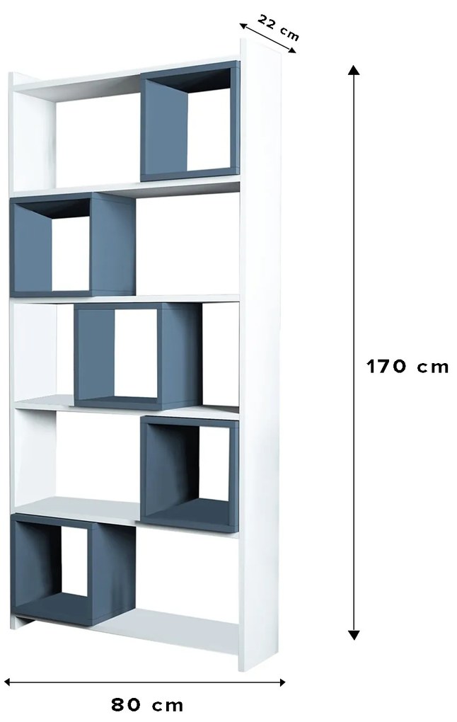 Regál Blanchet (Biela + Modrá). Akcia -20%. Vlastná spoľahlivá doprava až k Vám domov. 1071889