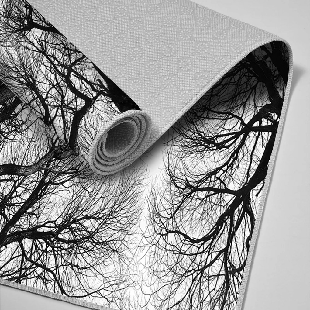 Súprava 2 kusov kúpeľňových predložiek so stromovým vzorom, čierna/biela