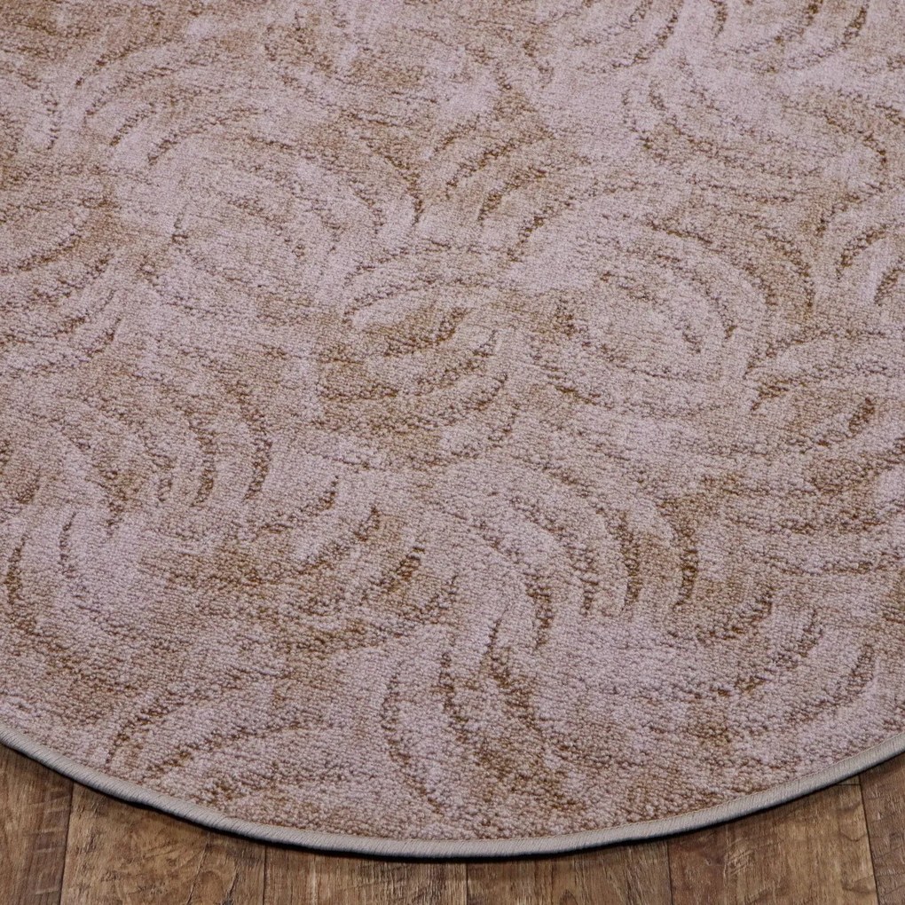 Kusový koberec Scroll béžový kruh, 200x200 (priemer) kruh, béžová, obývacia izba, AladinWorld Expres