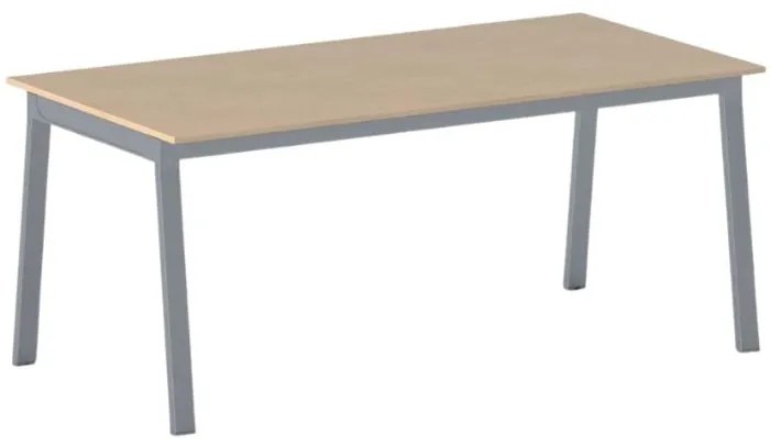 Kancelársky pracovný stôl PRIMO BASIC, sivostrieborná podnož, 1600 x 800 mm, breza