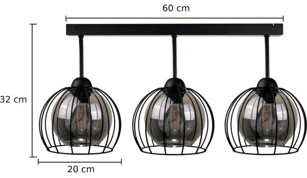 Prisadený luster SOLO BLACK 3xE27/60W/230V