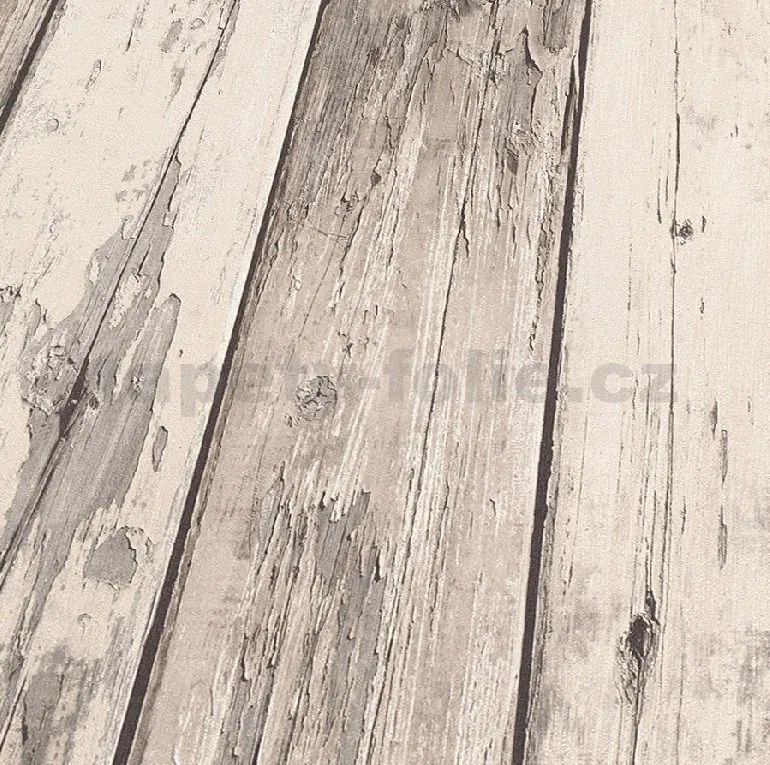 Vliesové tapety na stenu IMITATIONS 2 10200-11, rozmer 10,05 m x 0,53 m, dosky svetlo hnedo-krémové, Erismann