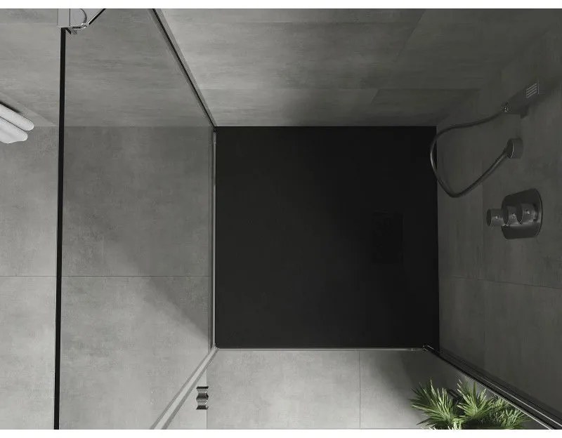 Mexen Hugo, štvorcová sprchová vanička SMC 90 x 90 cm, čierna, čierna krytka, 42709090-B