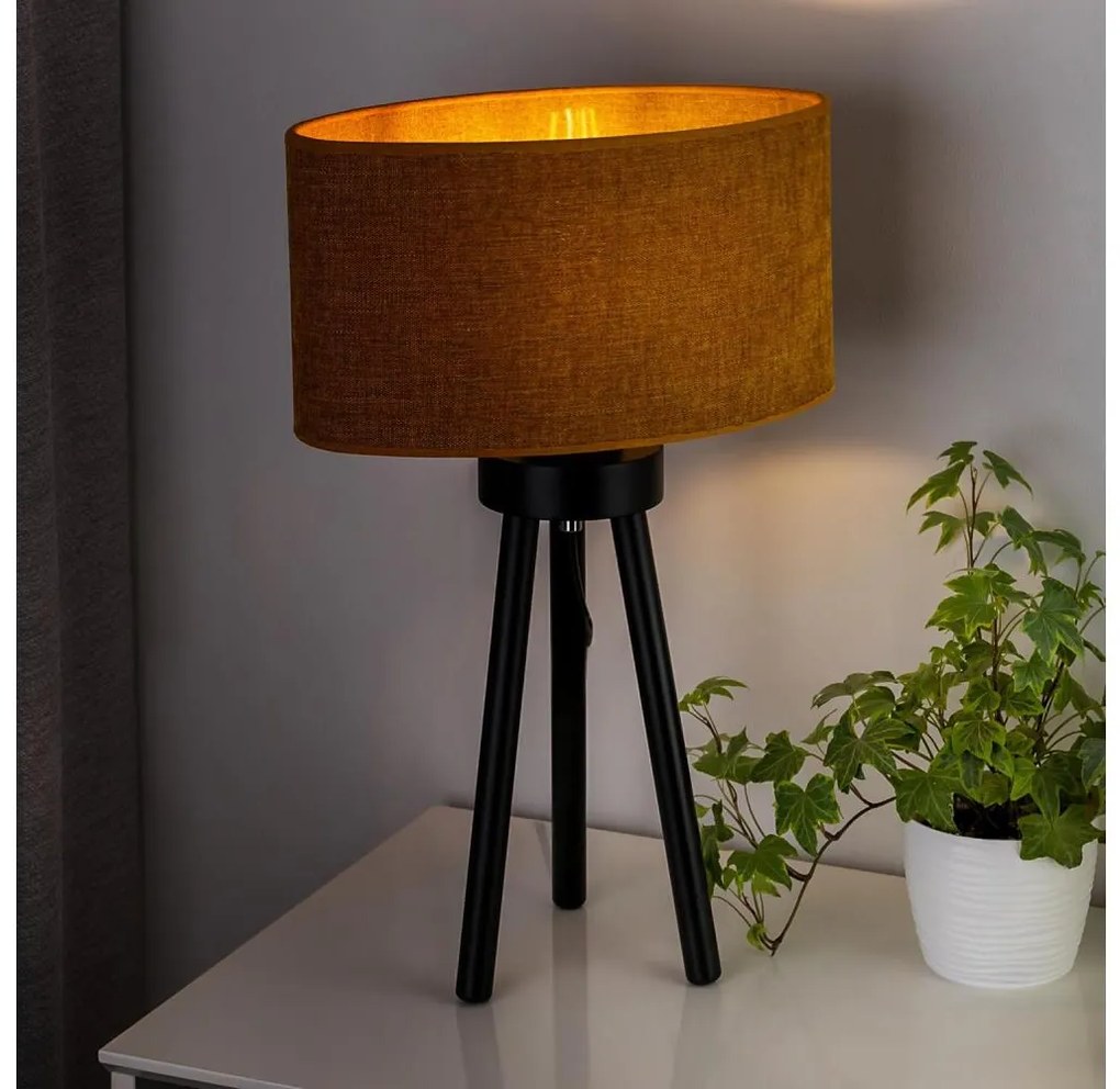 Duolla - Stolná lampa OVAL 1xE27/15W/230V pr. 30 cm hnedá