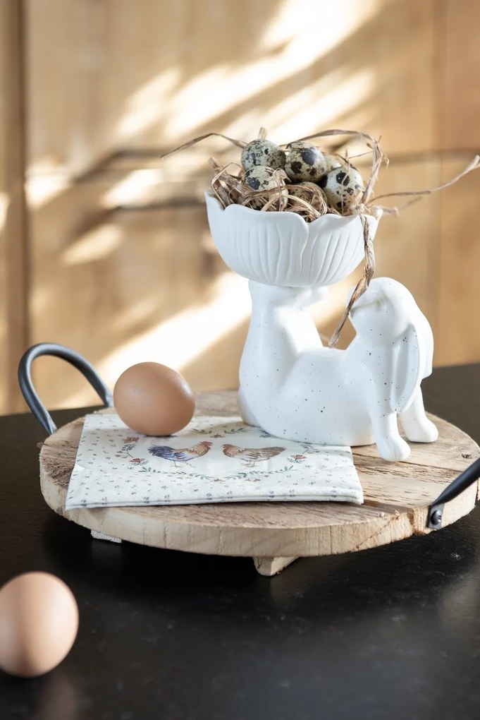 Keramická dekoračná miska so zajačikom - 15*11*14 cm