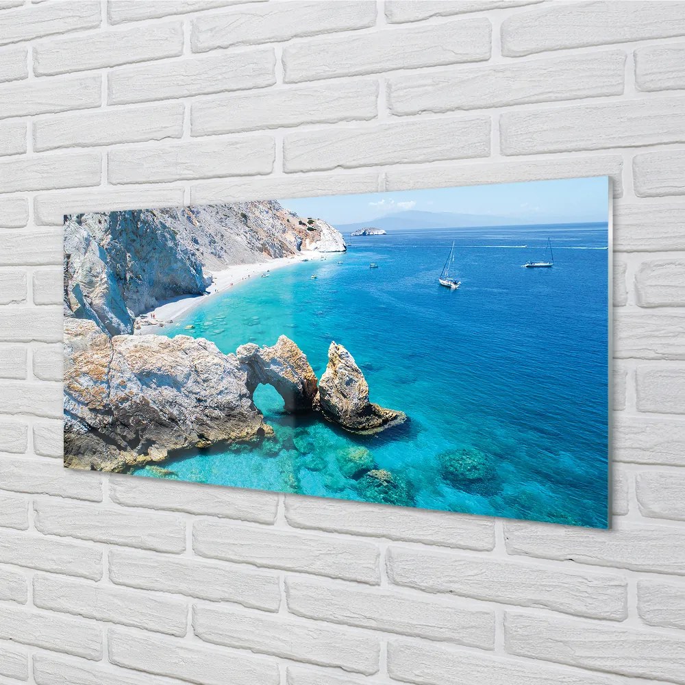 Nástenný panel  Grécko Beach brehu mora 140x70 cm