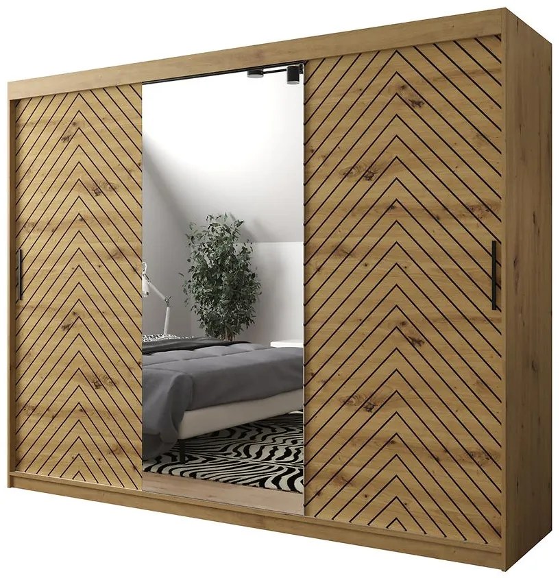 Skriňa Jodełka 2 250 dub Artisan/dub Artisan/čierna