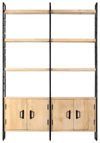 vidaXL 4-poschodová knižnica 124x30x180 cm, mangový masív-