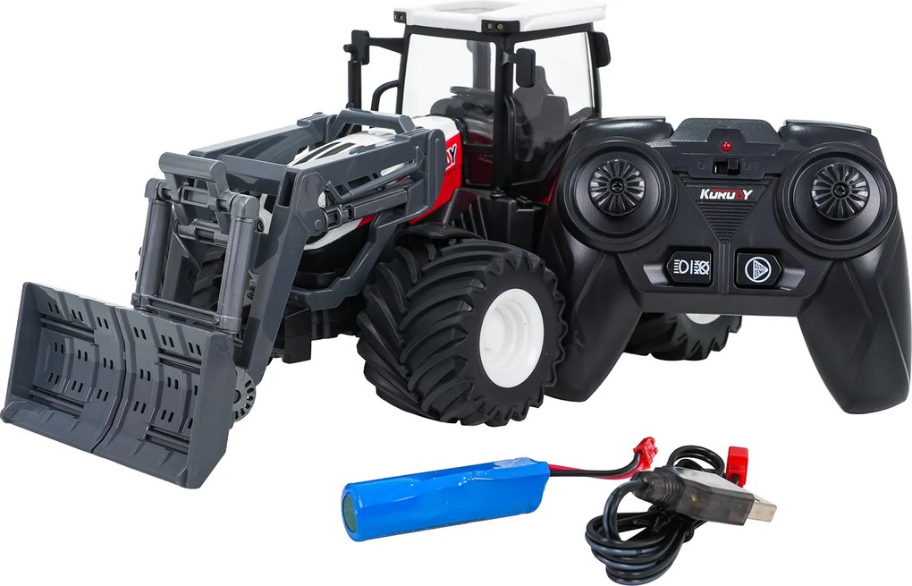 Ramiz Traktor + buldozér R/C 1:24 červený