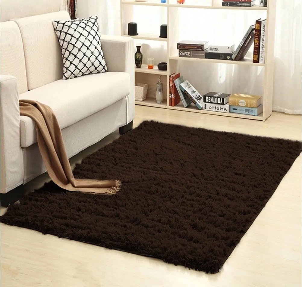 TZ Tmavohnedý obdĺžnikový shaggy koberec Lana Rozmer: 250x350