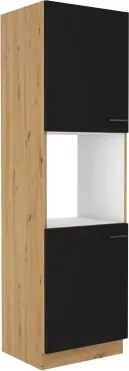 Kuchynská skriňa pre vstavanú rúru Modena,60 cm, dub artisan/čierna%