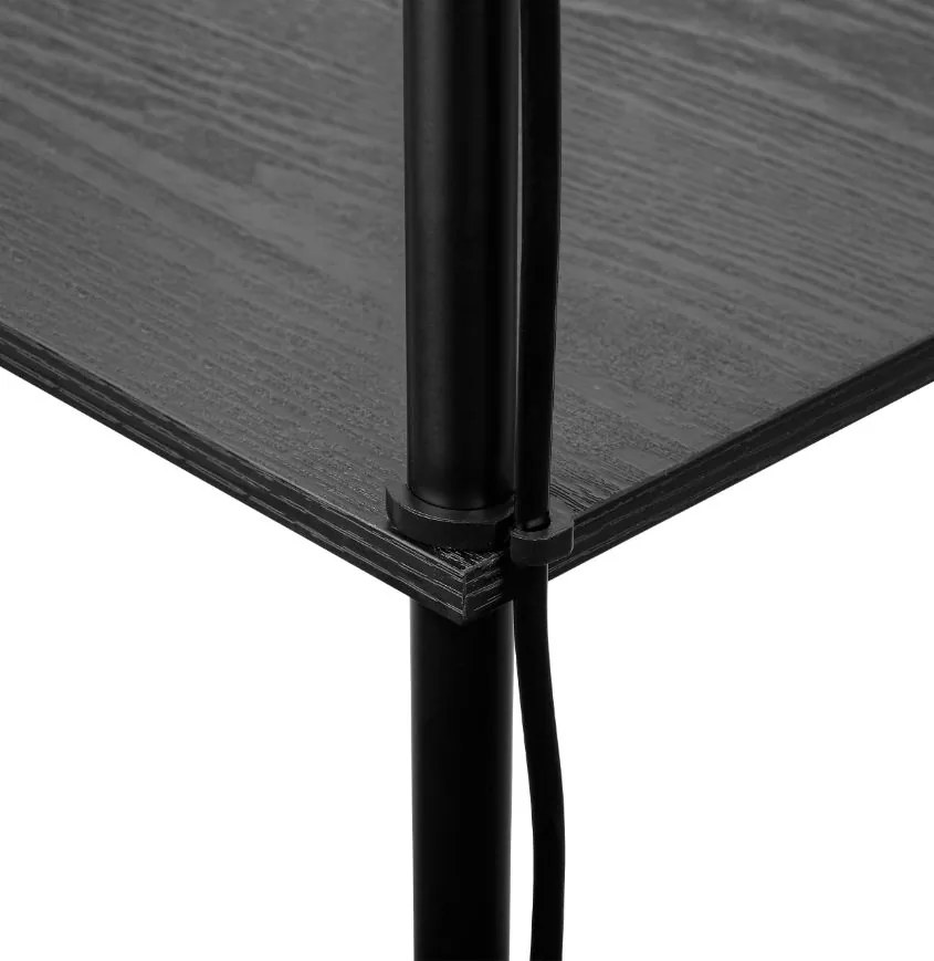 Toolight Toolight, JNH050-1F, stojaca lampa s poličkami a jutovým tienidlom, v. 157 cm, 1×E27, čierna, 58349