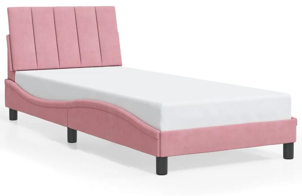 Rám postele s LED svetlami ružový 90x200 cm zamat 3213762