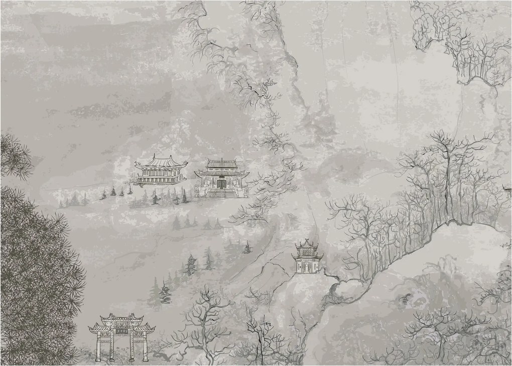 Obraz - Čínska krajina (70x50 cm)